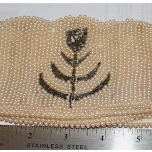 Vintage Miranda Pearl Beaded Coin Purse Needs Minor Repair Japan 6 x 3.5 Inch